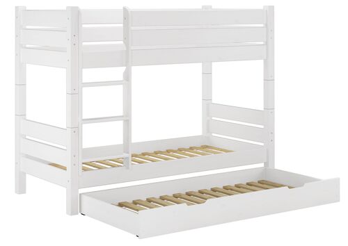 Stockbett 100x200 Massivholz Kiefer wei� Nische 80cm teilbar Zubeh�r w�hlbar V-60.16-10WT80 