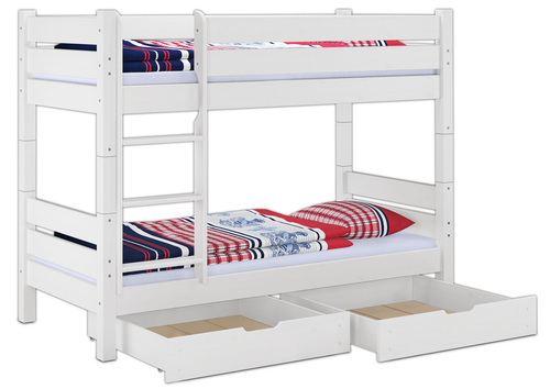 Stockbett 100x200 Massivholz Kiefer wei� Nische 80cm teilbar Zubeh�r w�hlbar V-60.16-10WT80 