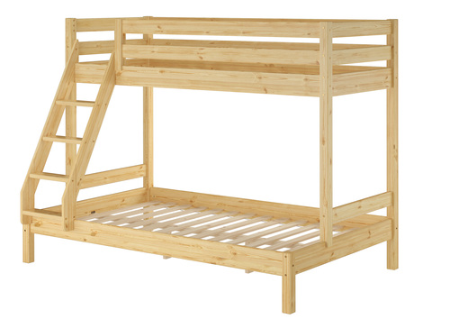 Doppel-Etagenbett 120x200 und 80x200 Erwachsenen-Stockbett Kiefer Massivholz natur V-60.18-08-12