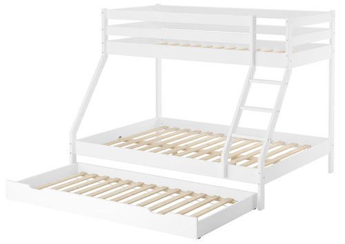 Doppel-Etagenbett wei� 140x200 und 90x200 Erwachsenen-Stockbett Kiefer Massivholz V-60.19-09-14W