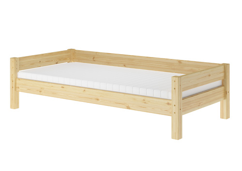 Einzelbett, Holzbett Kiefer massiv klar lackiert 90x200 w�hlbares Zubeh�r V-60.20-09