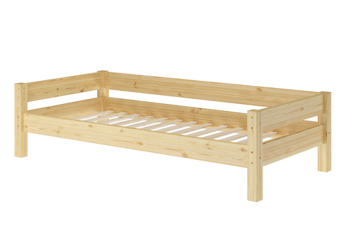 Einzelbett, Holzbett Kiefer massiv klar lackiert 90x200 w�hlbares Zubeh�r V-60.20-09
