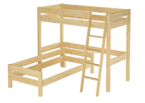 Hochbett f�r Kinder + Einzelbett 90x200 Kinderbett Stockbett Kiefer massiv V-60.20-09-2-20Z