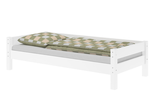 Einzelbett, Holzbett Kiefer massiv wei� lackiert 90x200 w�hlbares Zubeh�r V-60.20W-09