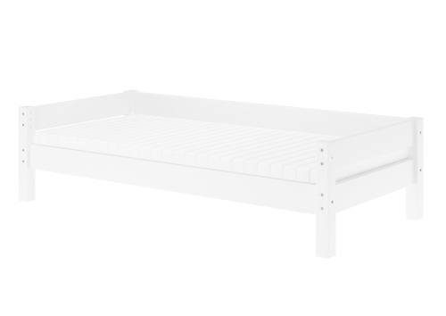 Einzelbett, Holzbett Kiefer massiv wei� lackiert 90x200 w�hlbares Zubeh�r V-60.20W-09