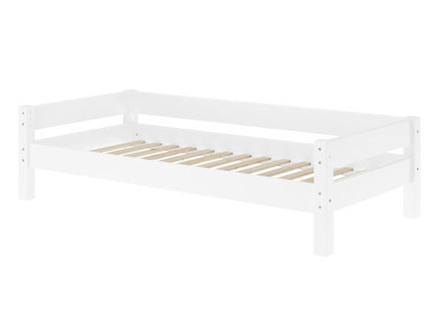 Einzelbett, Holzbett Kiefer massiv wei� lackiert 90x200 w�hlbares Zubeh�r V-60.20W-09