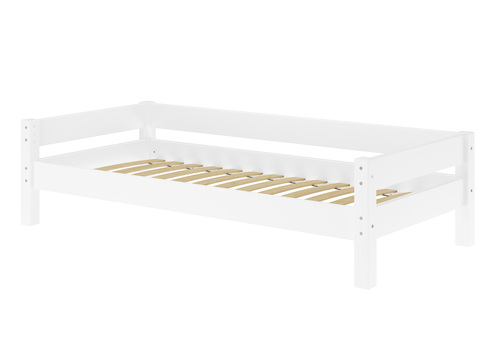 Einzelbett, Holzbett Kiefer massiv wei� lackiert 90x200 w�hlbares Zubeh�r V-60.20W-09