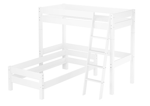 Hochbett f�r Kinder mit Einzelbett 90x200 Stockbett Kiefer wei� massiv V-60.20W-09-2-20WZ