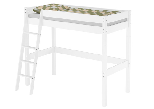 Hochbett f�r Kinder 90x200 Kinderbett Stockbett Kiefer wei� massiv V-60.20W-09-20WZ