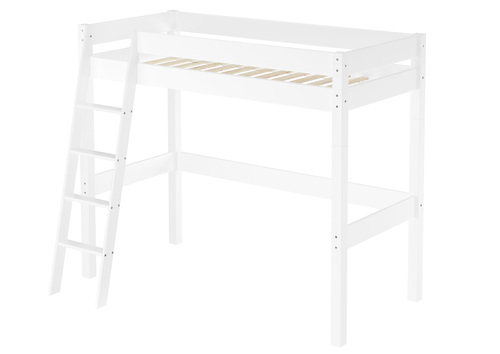 Hochbett f�r Kinder 90x200 Kinderbett Stockbett Kiefer wei� massiv V-60.20W-09-20WZ