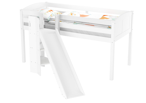 Sch�nes Spielbett f�r Kinder mit Rutsche 90x200 Kiefer wei� V-60.21W-09