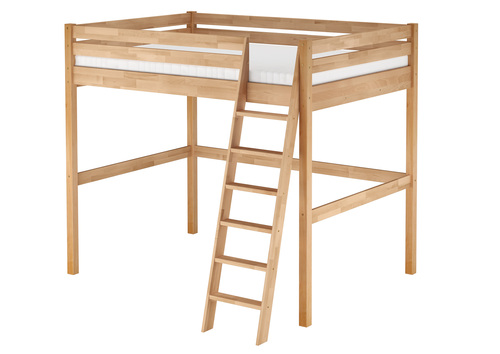 Robustes Doppelbett-Hochbett Stockbett 140x200 Buche natur mit w�hlbarem Zubeh�r V-60.24-14