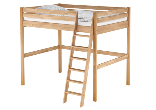 Robustes Doppelbett-Hochbett Stockbett 140x200 Buche natur mit w�hlbarem Zubeh�r V-60.24-14