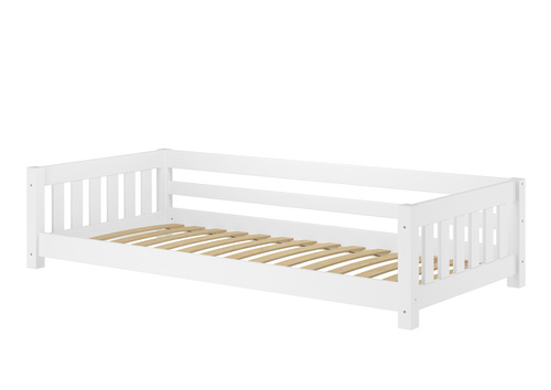 Wei�es Bodenbett Kinderbett 90x200 Kiefer massiv Zubeh�r w�hlbar V-60.28-09W