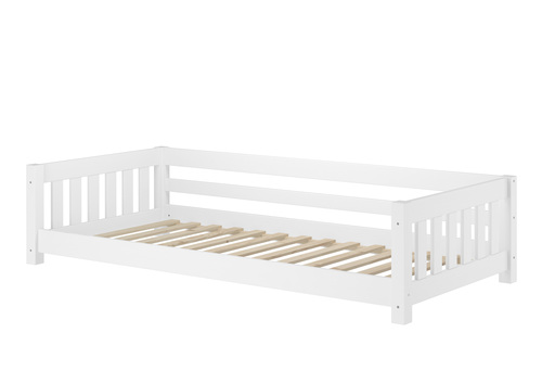 Wei�es Bodenbett Kinderbett 90x200 Kiefer massiv Zubeh�r w�hlbar V-60.28-09W