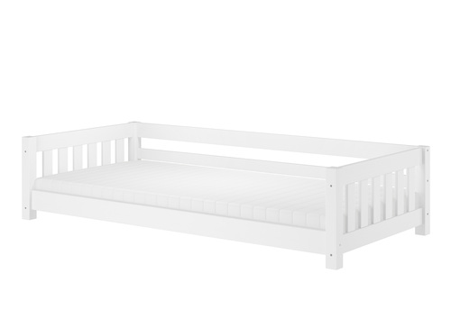 Wei�es Bodenbett Kinderbett 90x200 Kiefer massiv Zubeh�r w�hlbar V-60.28-09W