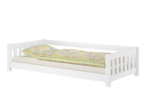 Wei�es Bodenbett Kinderbett 90x200 Kiefer massiv Zubeh�r w�hlbar V-60.28-09W