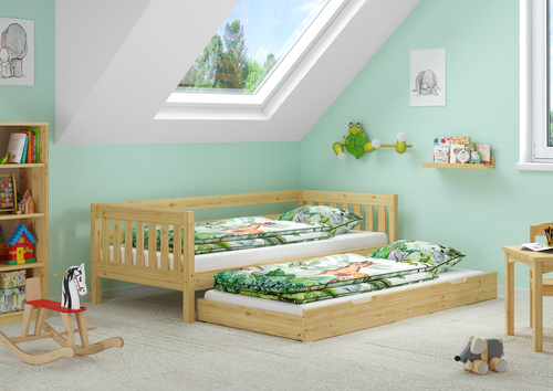 Gem�tliches Kinderbett mit dreiseitiger Sicherung 90x200 cm Kiefer V-60.29-09