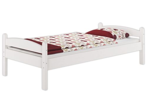 Kieferbett wei� Einzelbett 80x200 Massivholzbett Bettrahmen Futonbett Zubeh�r w�hlbar V-60.32-08W