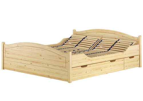 Komfortables Doppelbett Futonbett G�stebett 180x200 Kiefer massiv natur Zubeh�r w�hlbar V-60.33-18