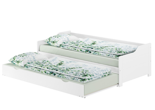 Sofabett Couchbett Wohnbett 90x200 Einzelbett Bettkasten Kiefer wei� Zubeh�r w�hlbar V-60.34-09W