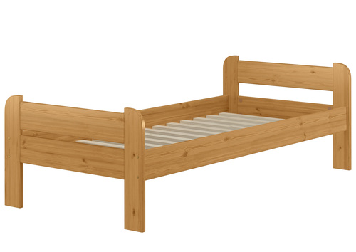 Einzelbett 90x200 Kiefer Echtholz in Eicheton gebeizt mit w�hlbarem Zubeh�r V-60.39-09E