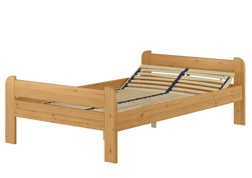 Breites Einzelbett 120x200 Kiefer Echtholz in Eiche gebeizt mit w�hlbarem Zubeh�r V-60.39-12E