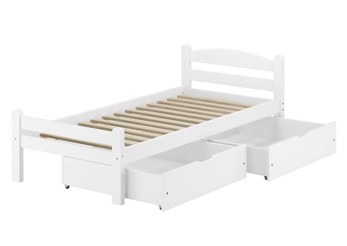Wei�es Einzelbett Buche massiv 80x200 Bettgestell und w�hlbare Ausstattung V-60.45-08W