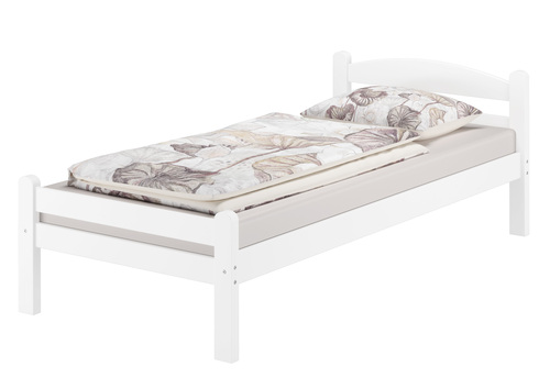 Wei�es Einzelbett Buche massiv 90x200 Bettgestell und w�hlbare Ausstattung V-60.45-09W