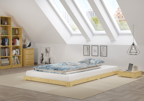 Teenagerbett Futon extra niedriges Studentenbett 120x200 Fichte Tanne ge�lt V-60.47-12