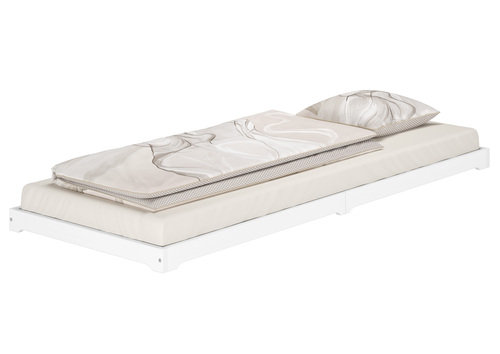 Wei�es Flachbett extra niedriges Holzbett in �berl�nge 90x220 Kiefer V-60.47W-09-220