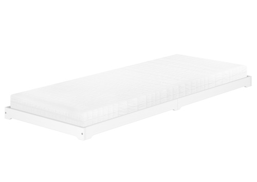 Wei�es Massivholzbett extra niedrig in �berl�nge 100x220 Kiefer V-60.47W-10-220