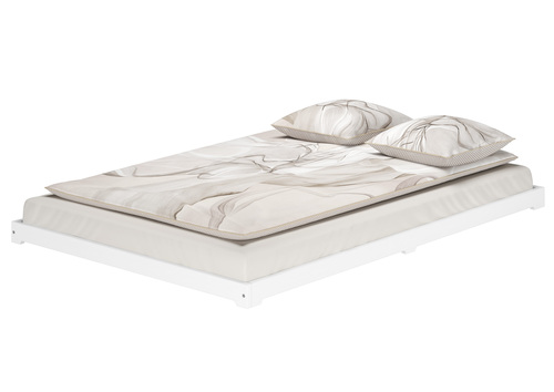 Wei�es Futonbett platzsparend extra niedriges Bodenbett 140x200 Kiefer V-60.47W-14