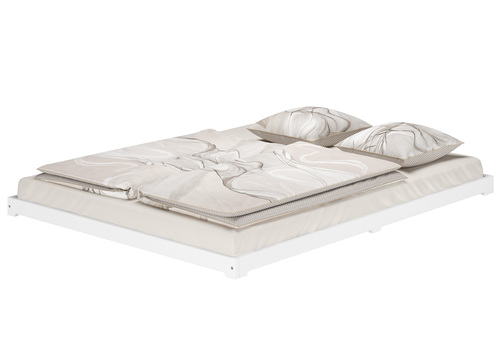 Futonbett wei� 160x200 flach extra niedriges Loftbett Kiefer V-60.47W-16