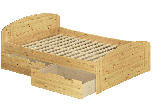 Doppelbett �berl�nge 160x220 Holzbett Bettkasten Federholzrahmen Zubeh�r w�hlbar V-60.50-16-220