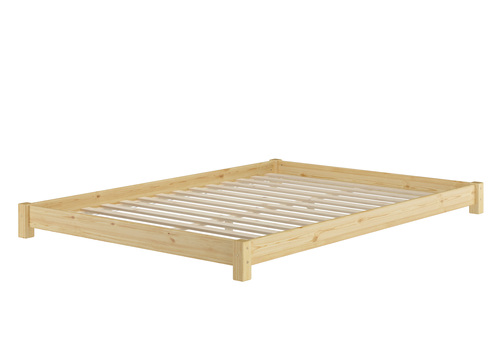 Flaches Futon-Doppelbett Bodenbett  Niedrigbett 140x200 Kiefer massiv V-60.51-14 