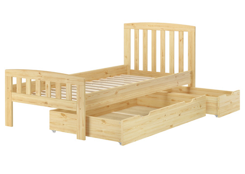 Klassisches Kieferbett natur 90x200 Einzelbett Singlebett Massivholzbett Zubeh�r w�hlbar V-60.57-09