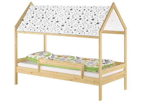 Bodenbett mit Himmel u.Fallschutz Hausbett Kinderhaus 90x200 Bett Kiefer mass. weiteres Zubeh�r w�hlbar V-60.58-09 