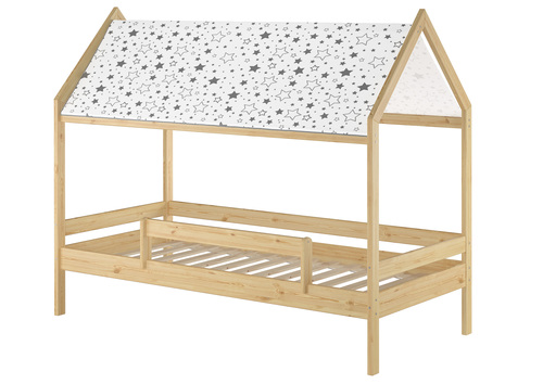 Bodenbett mit Himmel u.Fallschutz Hausbett Kinderhaus 90x200 Bett Kiefer mass. weiteres Zubeh�r w�hlbar V-60.58-09 