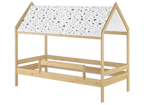Bodenbett mit Himmel u.Fallschutz Hausbett Kinderhaus 90x200 Bett Kiefer mass. weiteres Zubeh�r w�hlbar V-60.58-09 