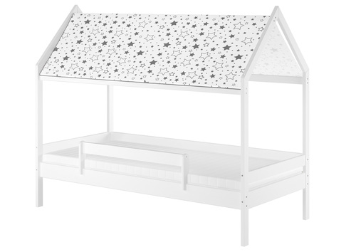 Wei�es Himmelbett m Himmel u Fallschutz Kinderbett Hausbett 90x200 Massivholz Einzelbett weiteres Zubeh�r w�hlbar V-60.58-09W 