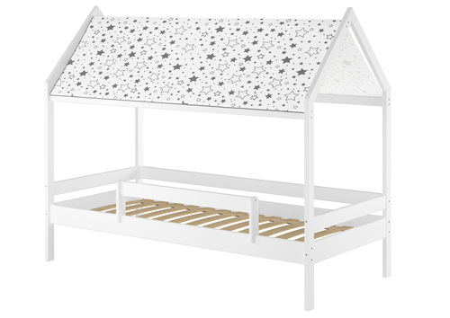 Wei�es Himmelbett m Himmel u Fallschutz Kinderbett Hausbett 90x200 Massivholz Einzelbett weiteres Zubeh�r w�hlbar V-60.58-09W 