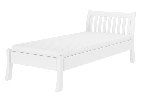 Wei�es, geschwungenes Einzelbett Echtholzbett 90x200 Kiefer massiv V-60.61W-09