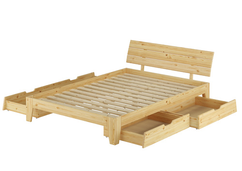 Schmales Doppelbett 140x200 Futonbett Kiefer natur Zubeh�r w�hlbar V-60.62S8-14