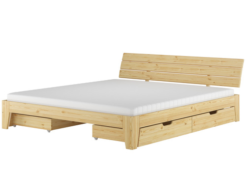 Gem�tliches Doppelbett Ehebett Futonbett Kiefer massiv natur mit w�hlbarem Zubeh�r V-60.62S8-18