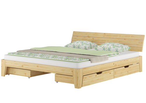 Gem�tliches Doppelbett Ehebett Futonbett Kiefer massiv natur mit w�hlbarem Zubeh�r V-60.62S8-18