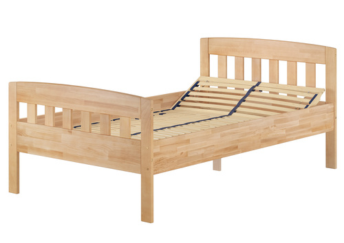 Zeitloses Buche-Einzelbett in stabiler Ausf�hrung 120x200 mit w�hlbarem Zubeh�r V-60.76-12