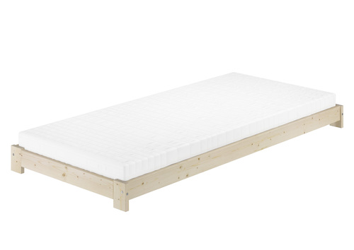 Niederflurbett Einzelbett 90x200 Fichte/Tanne massiv unbehandelt mit w�hlbarem Zubeh�r V-60.85N-09