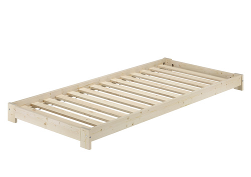Niederflurbett Einzelbett 90x200 Fichte/Tanne massiv unbehandelt mit w�hlbarem Zubeh�r V-60.85N-09