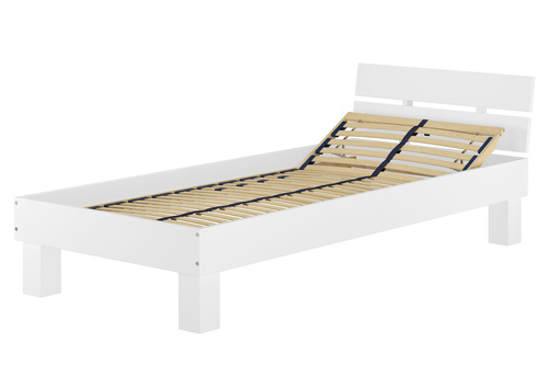 Massivholzbett in �berl�nge 90x220 Buche Holzbett waschwei� Zubeh�r w�hlbar V-60.86-09-220W